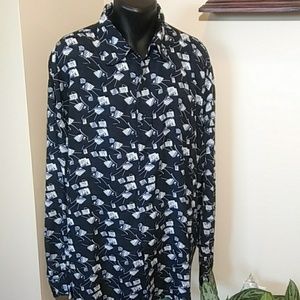 Bagazio black/white long-sleeve dress shirt